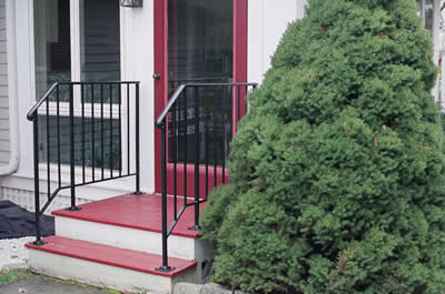 Porch deck mounted railing