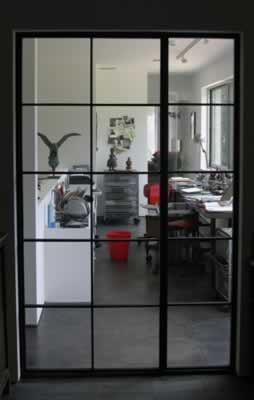 Fixed side light glass & metal door