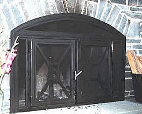 Arched fireplace with side lites