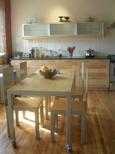 Painted Steel - Wood Table & Chairs