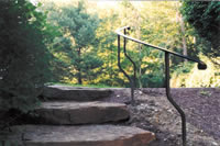 Off-set walkway railings
